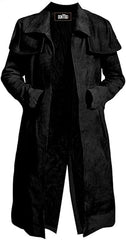 Men’s Black Cotton Western Cowboy Duster Trench Coat – Long Vintage Cosplay Style