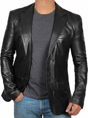 Men’s Black Real Leather Blazer | Lambskin Casual Jacket