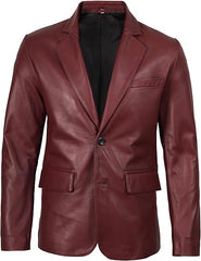 Men’s Maroon Real Leather Blazer | Lambskin Casual Jacket