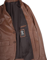 Men’s Brown Real Leather Blazer | Lambskin Casual Jacket