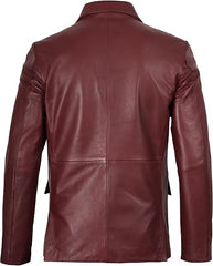 Men’s Maroon Real Leather Blazer | Lambskin Casual Jacket