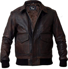 Men’s Vintage Brown G-1 Aviator Leather Jacket with Fur Collar