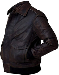 Men’s Vintage Brown G-1 Aviator Leather Jacket with Fur Collar