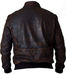 Men’s Vintage Brown G-1 Aviator Leather Jacket with Fur Collar