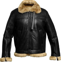 Men’s Black Shearling Aviator Jacket | Fleece Lined Coat