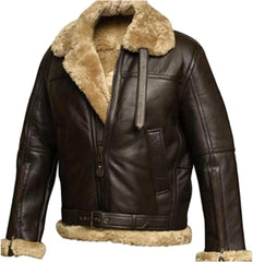 Men’s Brown Shearling Aviator Jacket | Fleece Lined Coat