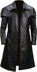 Men’s Black Faux Leather Western Cowboy Duster Trench Coat – Long Vintage Cosplay Style