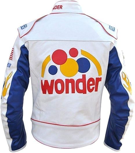 Men’s Ricky Bobby White Leather Racing Jacket