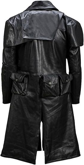 Men’s Black Faux Leather Western Cowboy Duster Trench Coat – Long Vintage Cosplay Style
