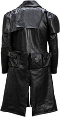 Men’s Black Faux Leather Western Cowboy Duster Trench Coat – Long Vintage Cosplay Style