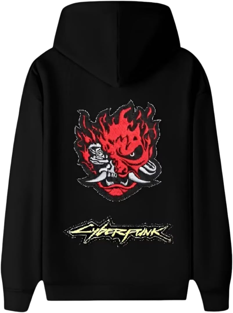 Men’s Black Cyberpunk Samurai Leather Bomber Jacket with Hood – Gaming Cosplay