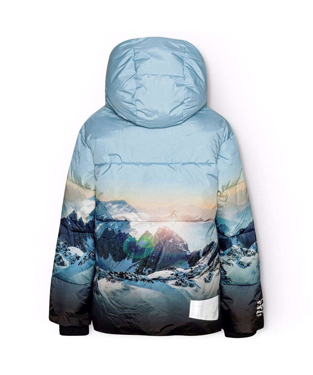 Snow-Covered Alps Puffer Jacket with Sunray Print