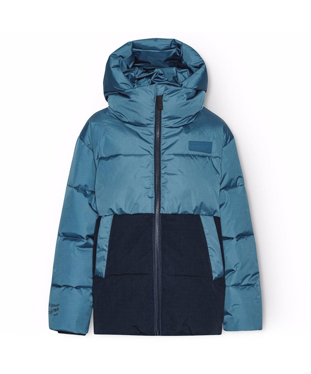 Petroleum Blue & Dark Blue Winter Puffer Jacket – Recycled Polyester