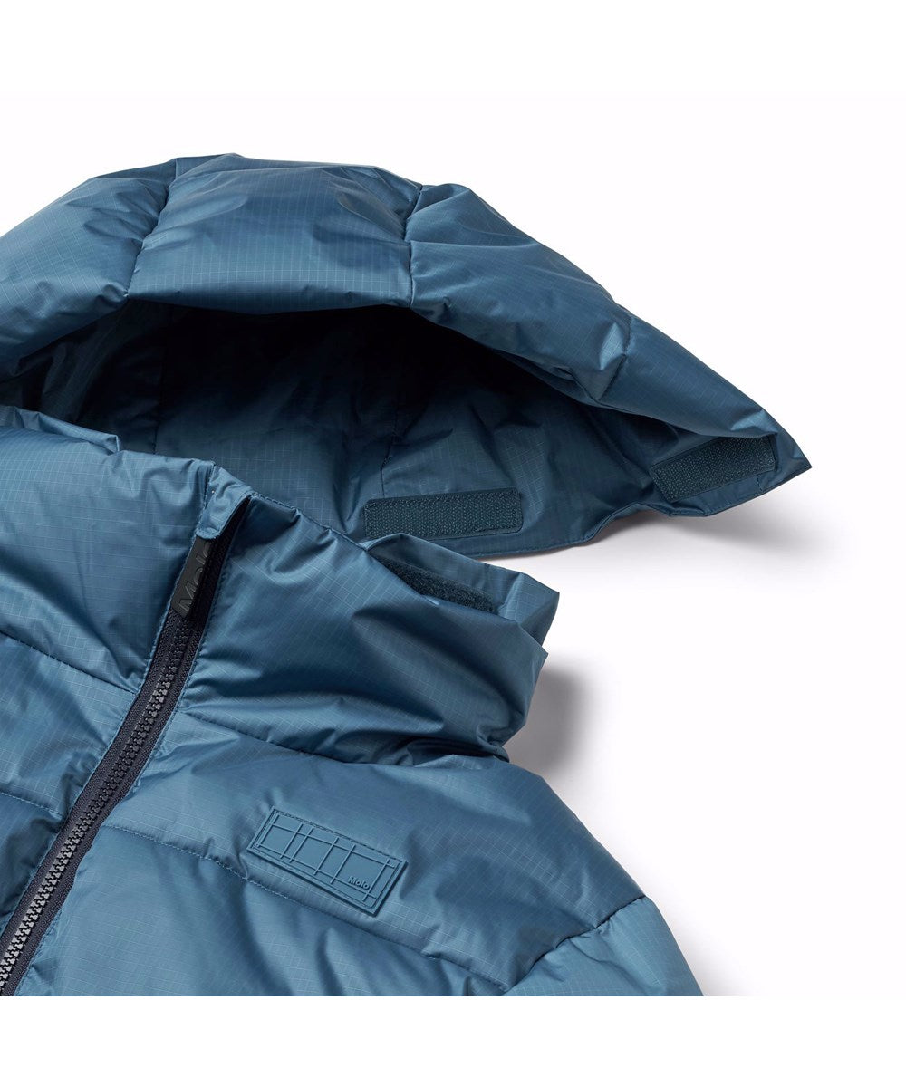 Petroleum Blue & Dark Blue Winter Puffer Jacket – Recycled Polyester