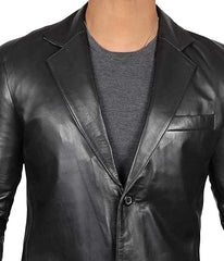 Men’s Black Real Leather Blazer | Lambskin Casual Jacket