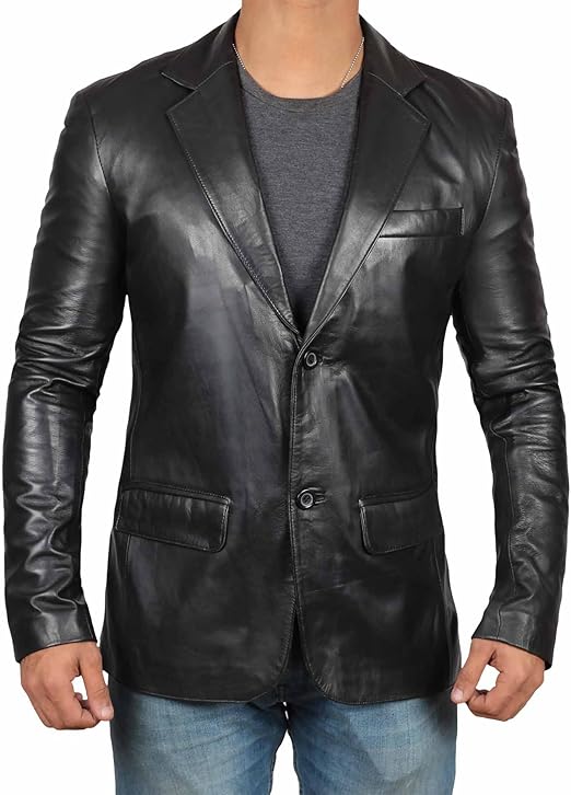 Men’s Black Real Leather Blazer | Lambskin Casual Jacket