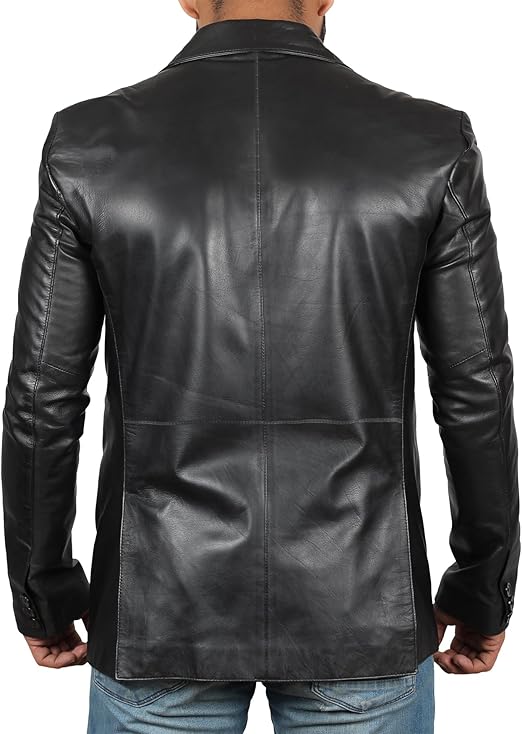 Men’s Black Real Leather Blazer | Lambskin Casual Jacket