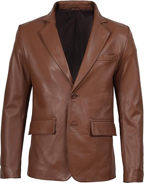 Men’s Brown Real Leather Blazer | Lambskin Casual Jacket