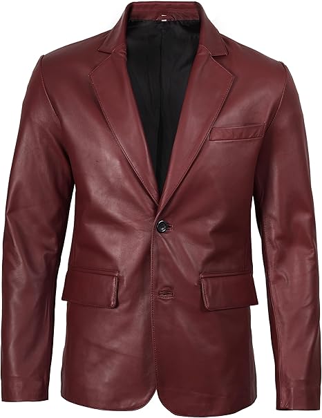 Men’s Maroon Real Leather Blazer | Lambskin Casual Jacket
