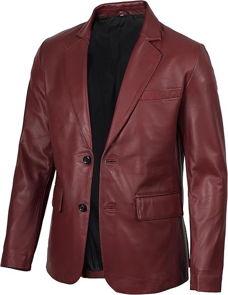 Men’s Maroon Real Leather Blazer | Lambskin Casual Jacket