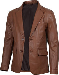 Men’s Brown Real Leather Blazer | Lambskin Casual Jacket