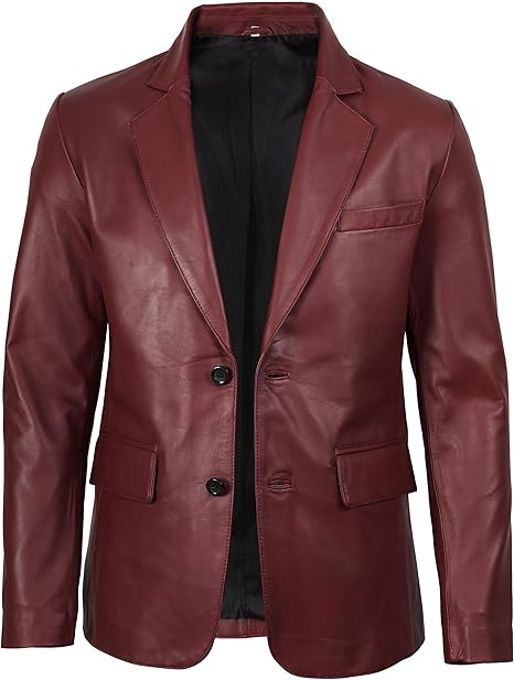 Men’s Maroon Real Leather Blazer | Lambskin Casual Jacket