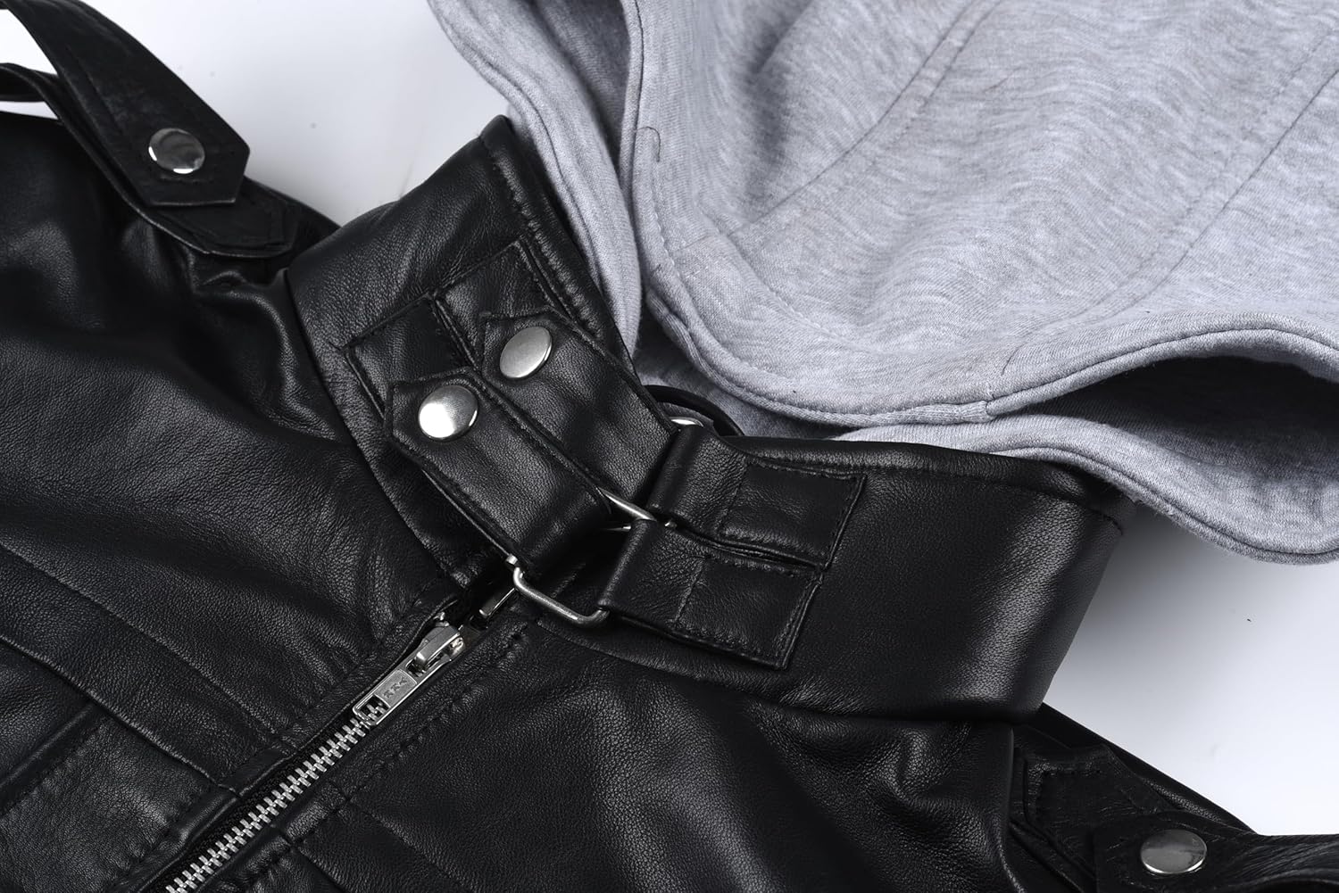 Men’s Black Cyberpunk Samurai Real Leather Bomber Jacket with Hood – Gaming Cosplay