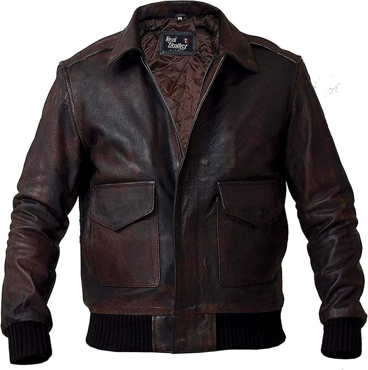 Men’s Vintage Brown G-1 Aviator Leather Jacket with Fur Collar