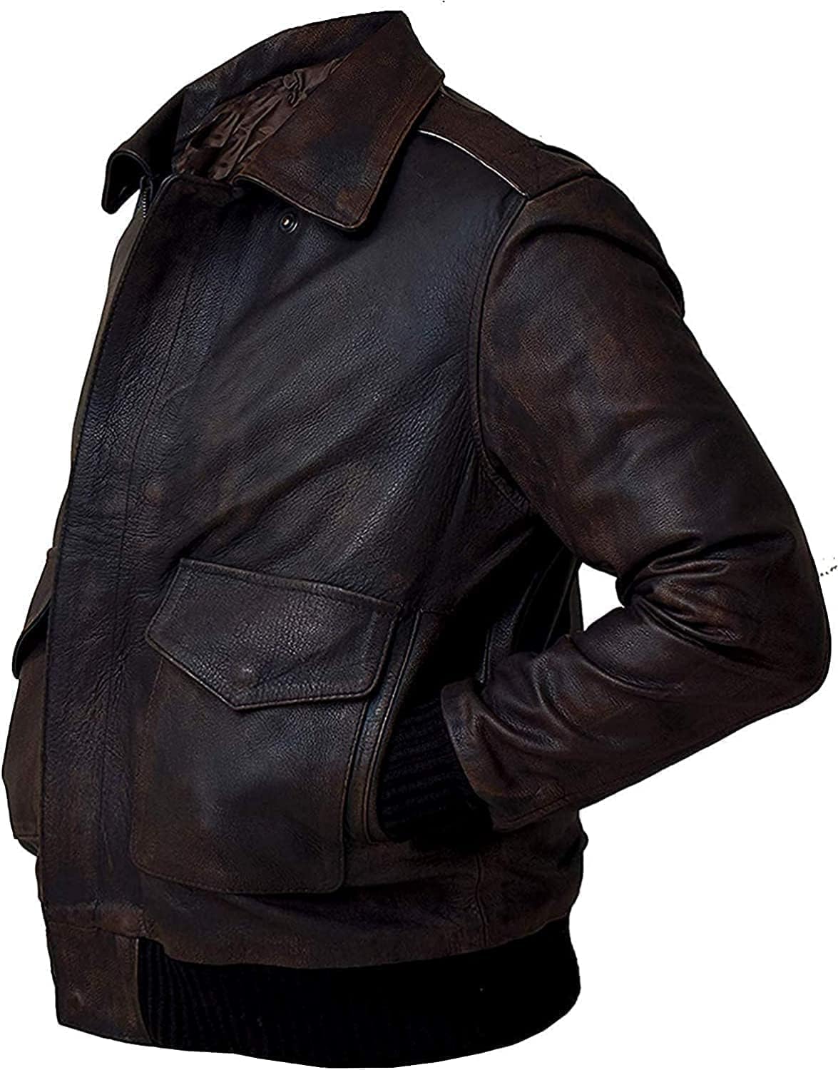 Men’s Vintage Brown G-1 Aviator Leather Jacket with Fur Collar