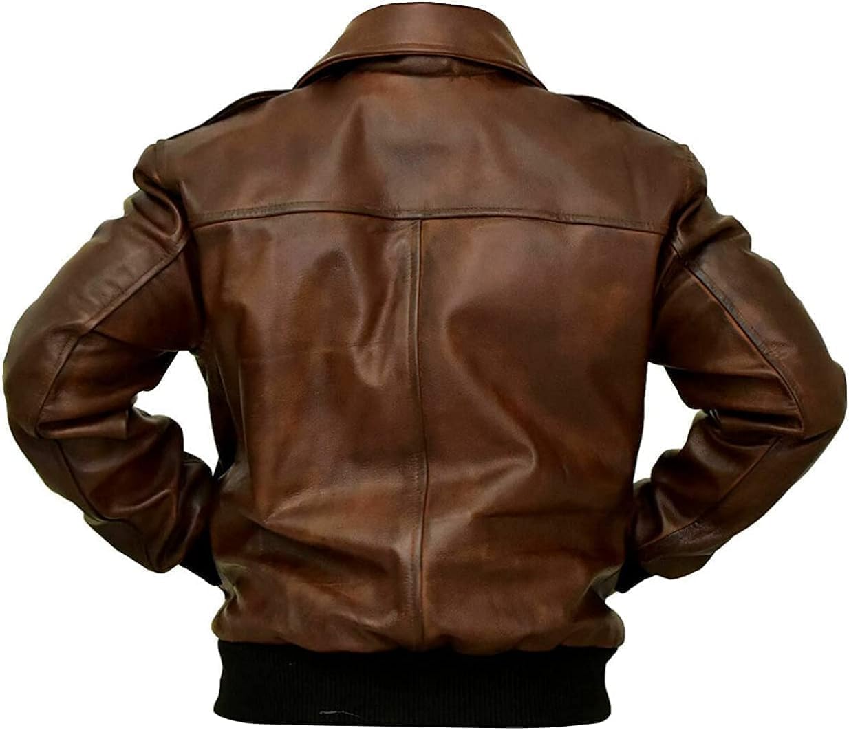 Men’s Wax Brown G-1 Aviator Leather Jacket with Fur Collar
