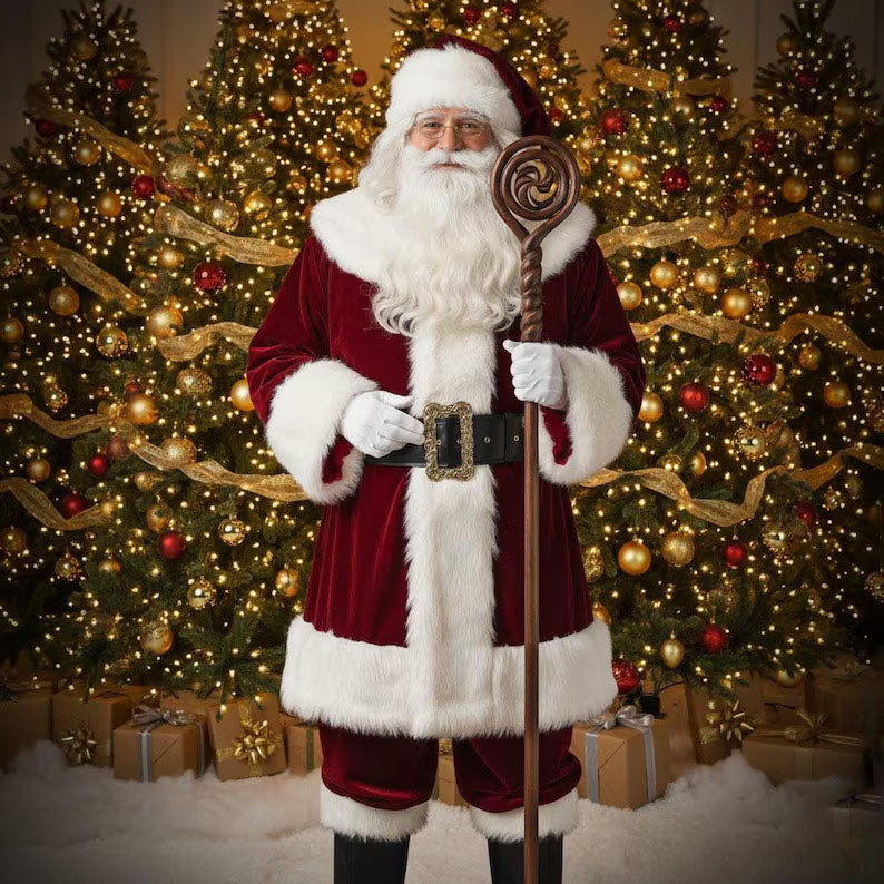Men’s Deluxe Velvet Santa Claus Suit – Fur Trim Christmas Costume