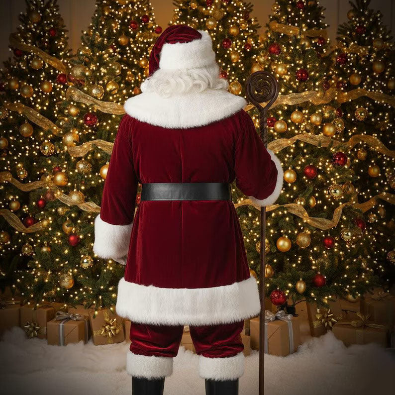 Men’s Deluxe Velvet Santa Claus Suit – Fur Trim Christmas Costume
