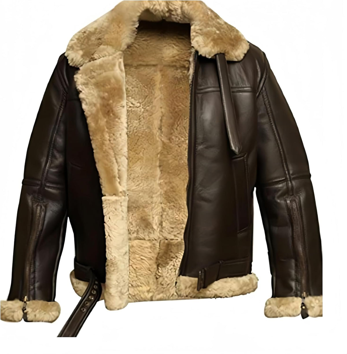 Men’s Brown Shearling Aviator Jacket | Fleece Lined Coat