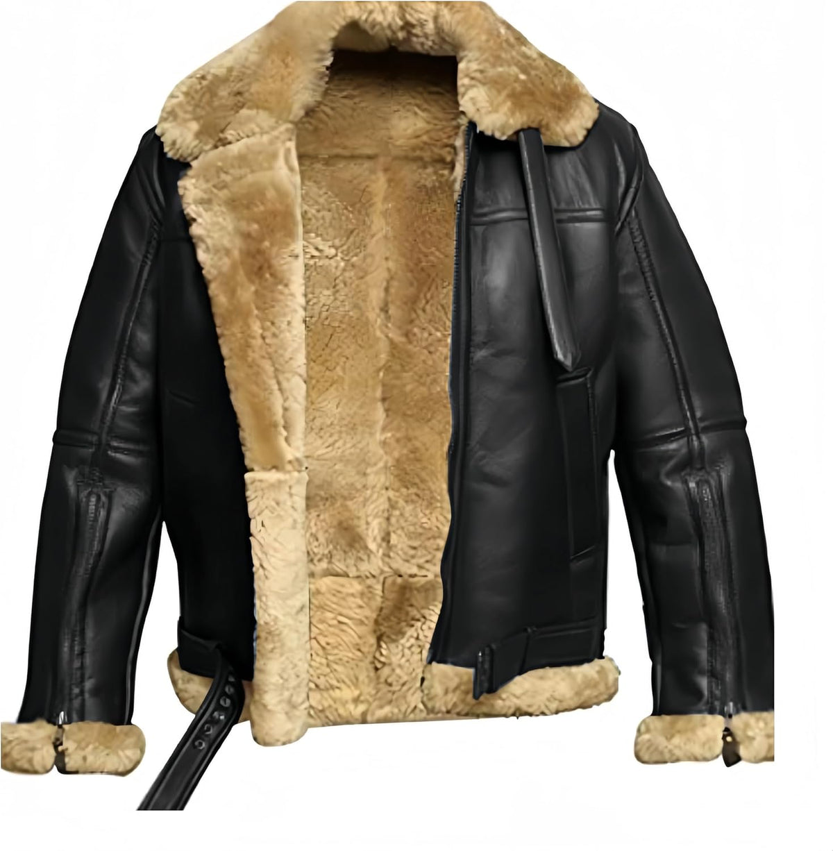 Men’s Black Shearling Aviator Jacket | Fleece Lined Coat