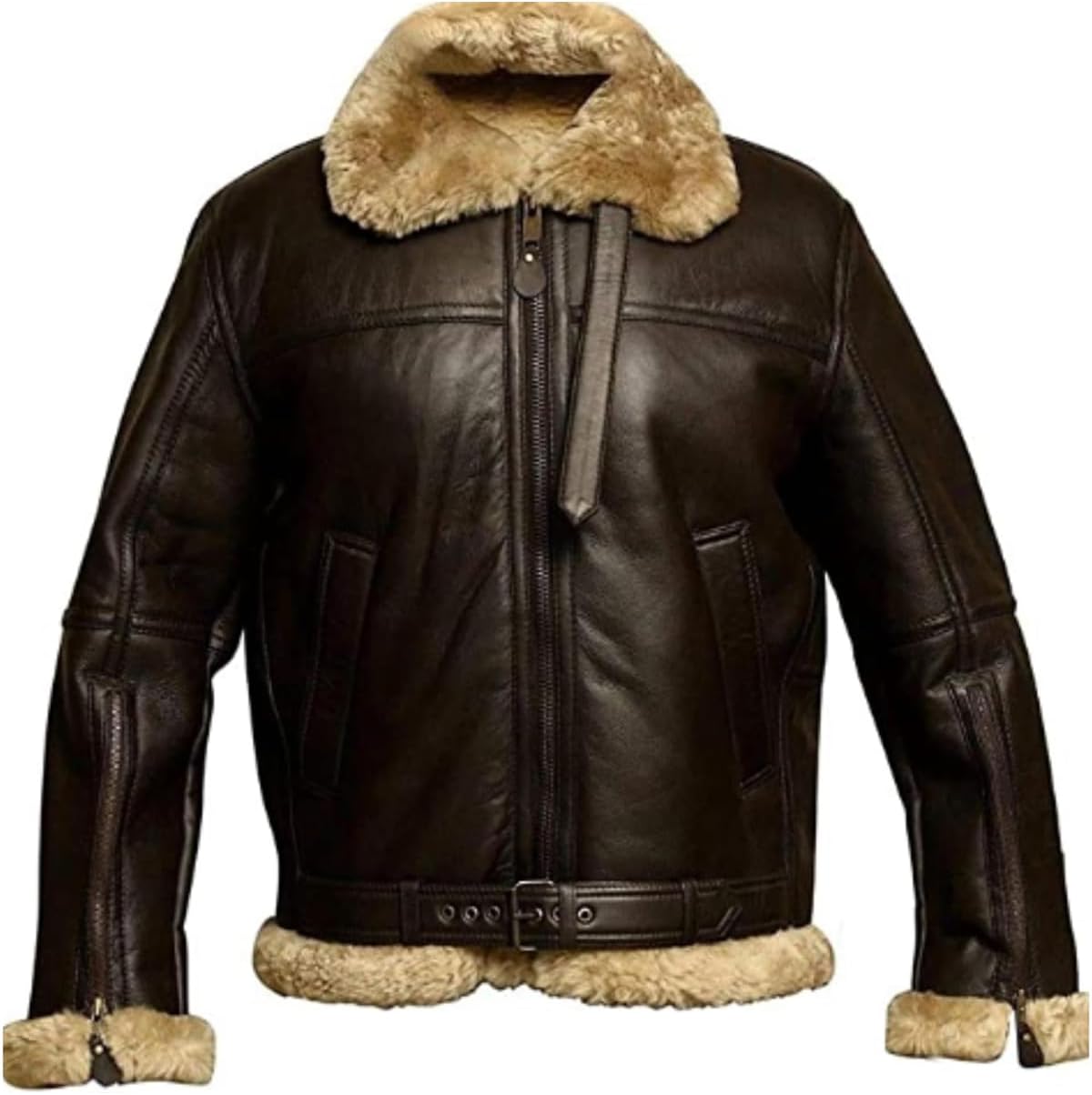 Men’s Brown Shearling Aviator Jacket | Fleece Lined Coat
