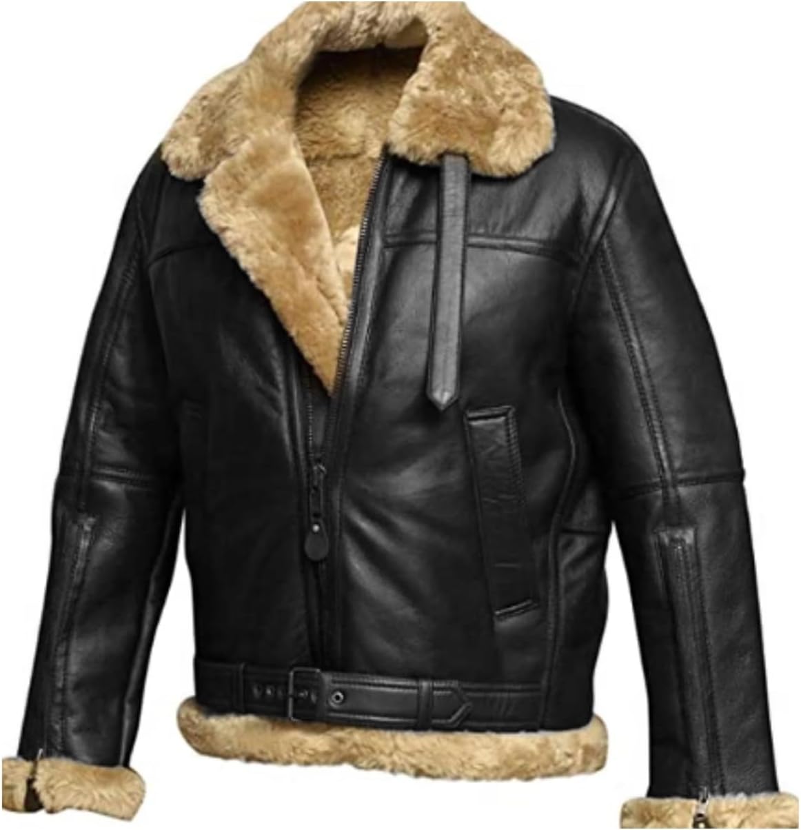 Men’s Black Shearling Aviator Jacket | Fleece Lined Coat