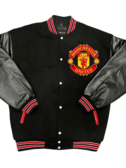 Manchester United F.C. Black Wool Varsity Jacket