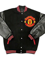 Manchester United F.C. Black Wool Varsity Jacket